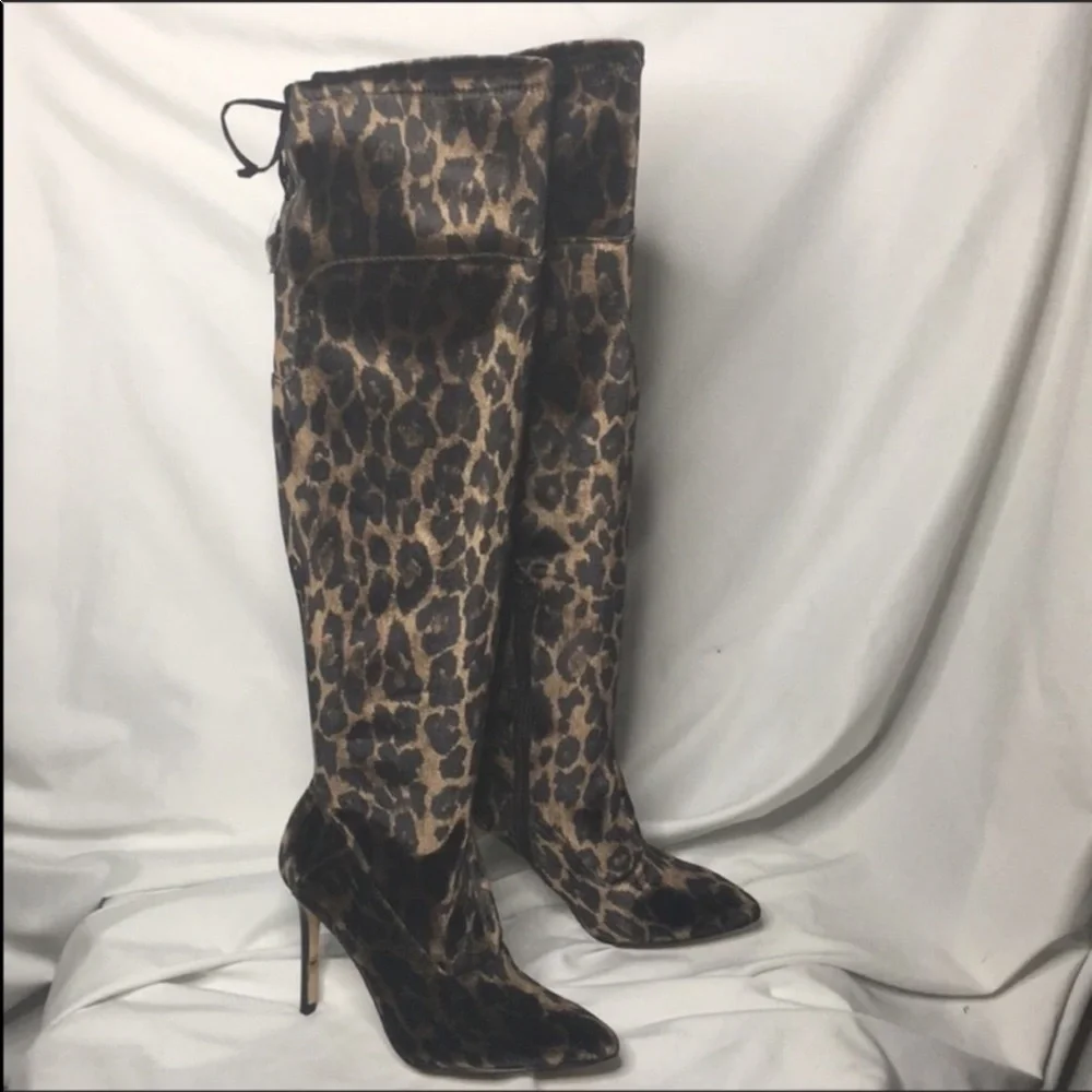 VALERINE OVER-THE-KNEE LEOPARD-PRINT BOOTS
